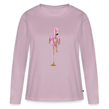 Jus de flamant rose - T-shirt manches longues Premium bio Femme - rose poudré - Devant - Julia (174cm)