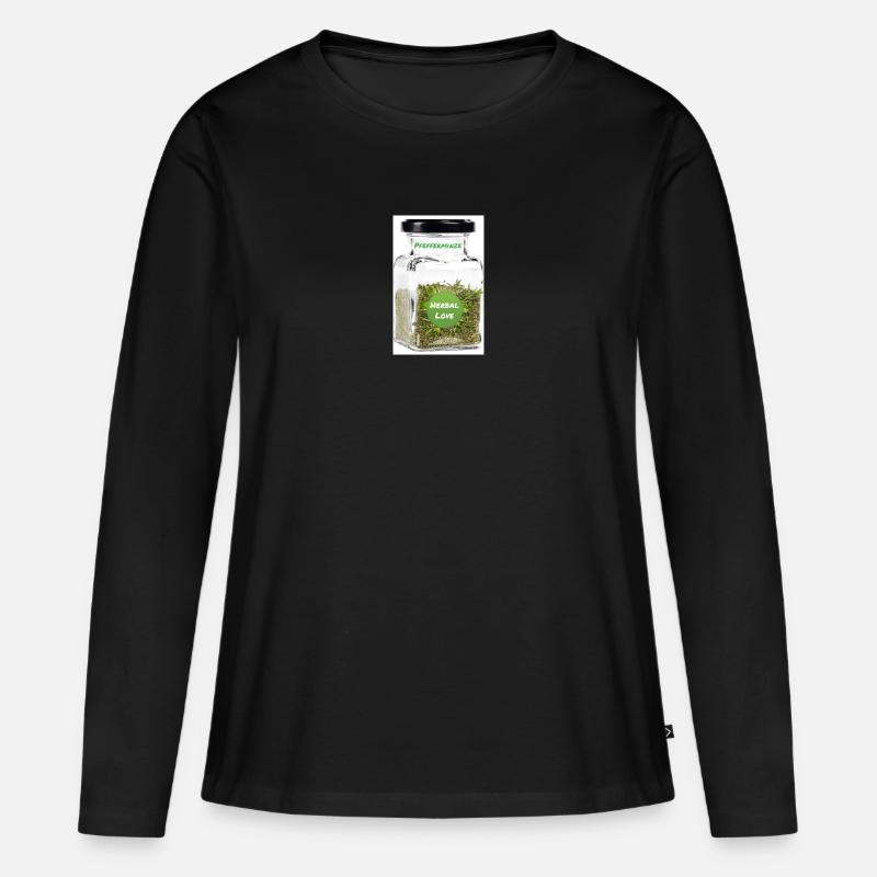 Pfefferminze - Frauen Premium Bio Langarmshirt - Schwarz
