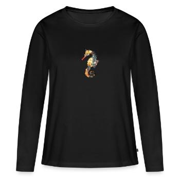 Hippocampe - T-shirt manches longues Premium bio Femme - noir - Devant - Julia (174cm)