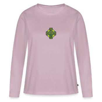 Croix celte - T-shirt manches longues Premium bio Femme - rose poudré - Devant - Julia (174cm)