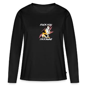 kawaii - T-shirt manches longues Premium bio Femme - noir - Devant - Julia (174cm)