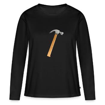 Marteau - T-shirt manches longues Premium bio Femme - noir - Devant - Julia (174cm)