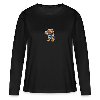 lion portant une robe - T-shirt manches longues Premium bio Femme - noir - Devant - Julia (174cm)