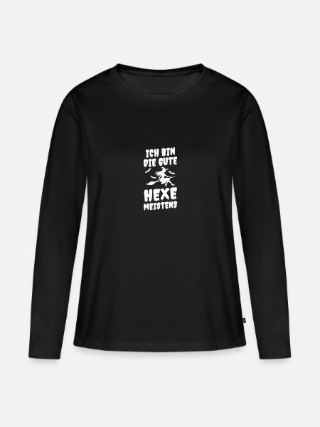 Hexe Hexenbesen Hexenkostüm Halloween - Frauen Premium Bio Langarmshirt - Schwarz