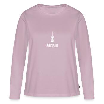 Viola Artur - T-shirt manches longues Premium bio Femme - rose poudré - Devant - Julia (174cm)