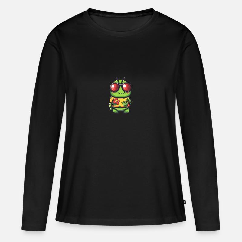 Wurm Cool Sommer - Frauen Premium Bio Langarmshirt - Schwarz