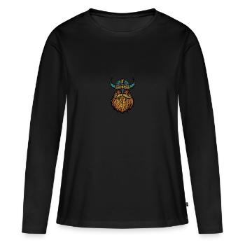 Wikinger Helm - Frauen Premium Bio Langarmshirt - Schwarz - Vorne - Julia (174cm)