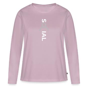 Social - T-shirt manches longues Premium bio Femme - rose poudré - Devant - Julia (174cm)