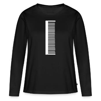 Cosuce ciseaux cheveux coiffeur pesaille - T-shirt manches longues Premium bio Femme - noir - Devant - Julia (174cm)