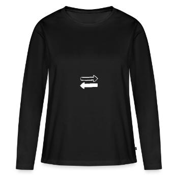 Pfeile Rechts Links Richtung Geschenk Gegenteil - Frauen Premium Bio Langarmshirt - Schwarz - Vorne - Julia (174cm)