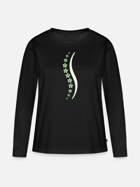 Flower spine green - Women's Premium Organic Long Sleeve Shirt - black