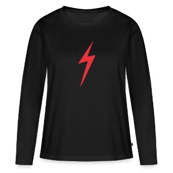 Roter Blitz Blitzschlag Comic Stil Elektrisch - Frauen Premium Bio Langarmshirt - Schwarz - Vorne - Julia (174cm)