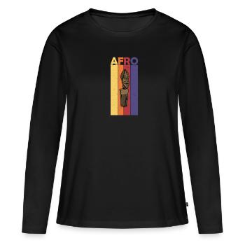 Spitzhacke Haar Kamm Afrika Afro Geschenk Frisur - Frauen Premium Bio Langarmshirt - Schwarz - Vorne - Julia (174cm)