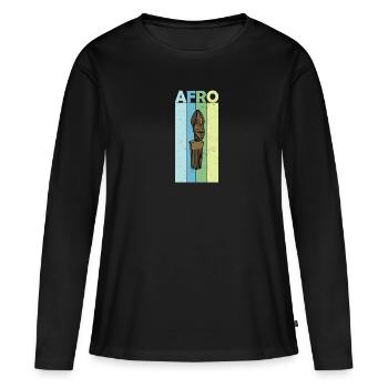 Spitzhacke Haar Kamm Afrika Afro Geschenk Frisur - Frauen Premium Bio Langarmshirt - Schwarz - Vorne - Julia (174cm)
