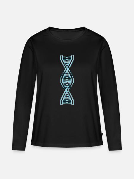 DNA Helix Pixel Art Blau - Frauen Premium Bio Langarmshirt - Schwarz