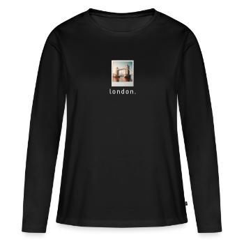 Tower Bridge Londres Rétro Photo - T-shirt manches longues Premium bio Femme - noir - Devant - Julia (174cm)