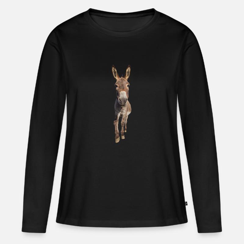 Esel - Frauen Premium Bio Langarmshirt - Schwarz