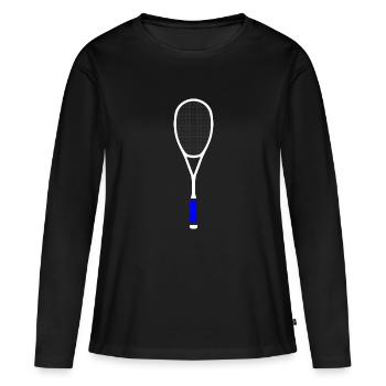 Raquette de squash Tennis Multicolore Blanc Bleu - T-shirt manches longues Premium bio Femme - noir - Devant - Julia (174cm)