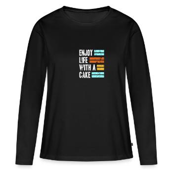 Gâteau - T-shirt manches longues Premium bio Femme - noir - Devant - Julia (174cm)