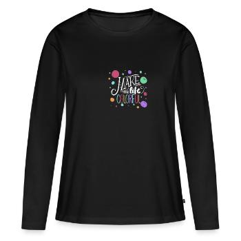 machen Sie Ihr Leben bunt - Frauen Premium Bio Langarmshirt - Schwarz - Vorne - Julia (174cm)