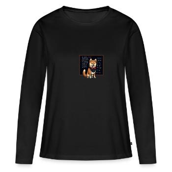 Hund Shiba Inu Lehrer Unterricht Schule Tafel - Frauen Premium Bio Langarmshirt - Schwarz - Vorne - Julia (174cm)