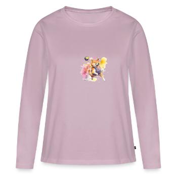 japanisch Hund Shiba Inu Sport Spiel Ball - Frauen Premium Bio Langarmshirt - Altrosa - Vorne - Julia (174cm)