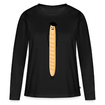 Mister Baguette - Frauen Premium Bio Langarmshirt - Schwarz - Vorne - Julia (174cm)