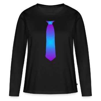 Cravate Bleu Violet - Dégradé - T-shirt manches longues Premium bio Femme - noir - Devant - Julia (174cm)