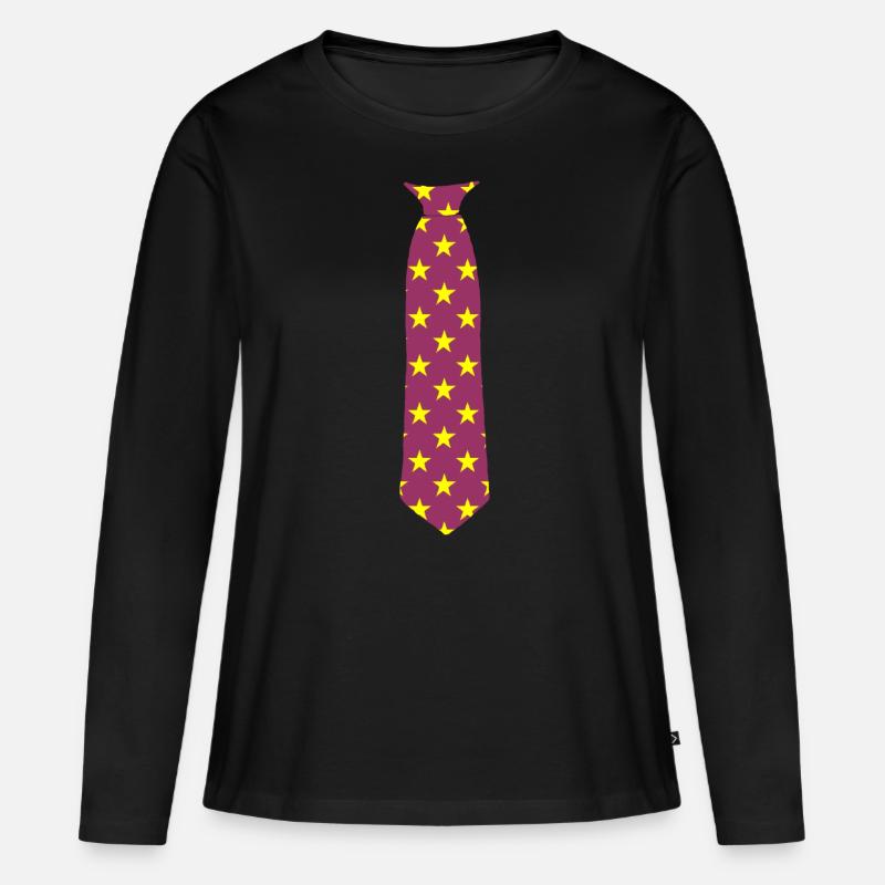 Tie - printed - Stars - Star pattern - Women's Premium Organic Long Sleeve Shirt - black
