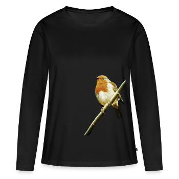 rouge-gorge - T-shirt manches longues Premium bio Femme - noir - Devant - Julia (174cm)
