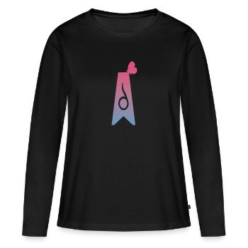 Logo AD de la Saint-Valentin - T-shirt manches longues Premium bio Femme - noir - Devant - Julia (174cm)