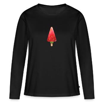 Eau glacée à la fraise - T-shirt manches longues Premium bio Femme - noir - Devant - Julia (174cm)
