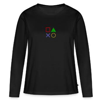 Gamepad buttons used look - Women's Premium Organic Long Sleeve Shirt - black - Front - Julia (174cm)