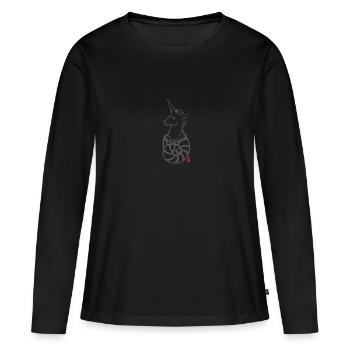 Licorne-L'hermite - T-shirt manches longues Premium bio Femme - noir - Devant - Julia (174cm)