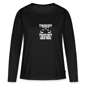Starr mich ruhig Rollstuhlfahrer Rollstuhl - Frauen Premium Bio Langarmshirt - Schwarz - Vorne - Julia (174cm)