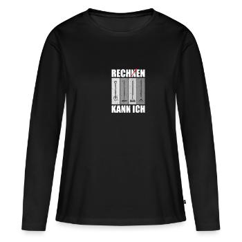 Rechen kann ich Gärtner Gartenarbeit Garten - Frauen Premium Bio Langarmshirt - Schwarz - Vorne - Julia (174cm)