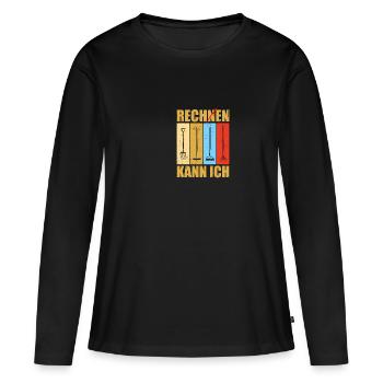 Rechen kann ich Gärtner Gartenarbeit Garten - Frauen Premium Bio Langarmshirt - Schwarz - Vorne - Julia (174cm)