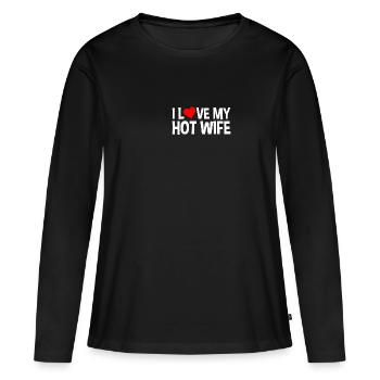I love my Valentinstag Spruch Liebesbeweis - Frauen Premium Bio Langarmshirt - Schwarz - Vorne - Julia (174cm)
