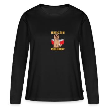 Prêt à perdre ? Beer Pong Beer Pong - T-shirt manches longues Premium bio Femme - noir - Devant - Julia (174cm)
