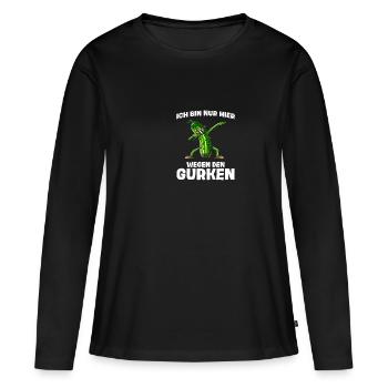 À cause des concombres concombre cornichon concombre amateurs de concombre - T-shirt manches longues Premium bio Femme - noir - Devant - Julia (174cm)