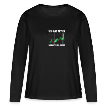 J’aime les actions Bourse Trader Bourse - T-shirt manches longues Premium bio Femme - noir - Devant - Julia (174cm)