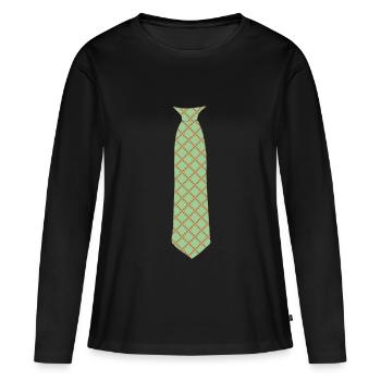 Cravate motif formel vert - T-shirt manches longues Premium bio Femme - noir - Devant - Julia (174cm)