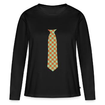 Cravate motif formel Orange vert - T-shirt manches longues Premium bio Femme - noir - Devant - Julia (174cm)