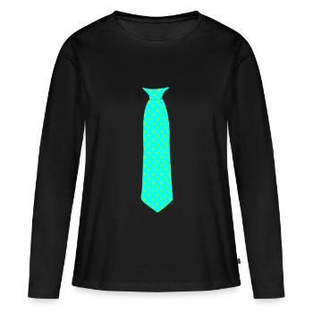 Cravate étoiles imprimées - T-shirt manches longues Premium bio Femme - noir - Devant - Julia (174cm)