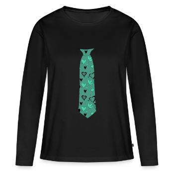 Cravate Coeurs Coeur d’Amour - T-shirt manches longues Premium bio Femme - noir - Devant - Julia (174cm)