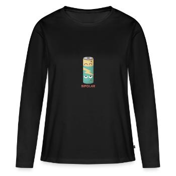 Batterie bipolaire - T-shirt manches longues Premium bio Femme - noir - Devant - Julia (174cm)