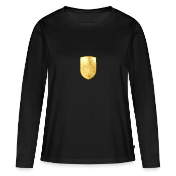 Armoiries de l’Ukraine Trident Gerfalke Trident Goldlook - T-shirt manches longues Premium bio Femme - noir - Devant - Julia (174cm)