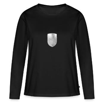 Armoiries de l’Ukraine Trident Gerfalke Trident Look Chrome - T-shirt manches longues Premium bio Femme - noir - Devant - Julia (174cm)