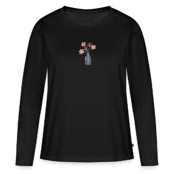 Fleurs en vase - T-shirt manches longues Premium bio Femme - noir - Devant - Julia (174cm)