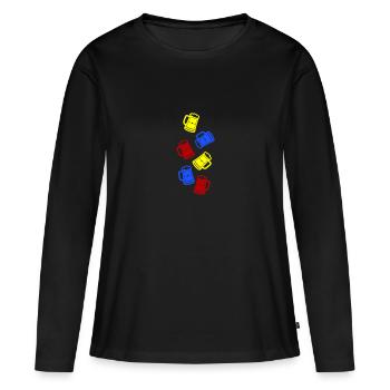 Chope De Bière Symbole Coloré De Bière Santé - T-shirt manches longues Premium bio Femme - noir - Devant - Julia (174cm)